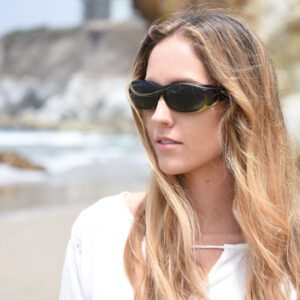 fashionable fitover sunglasses in caramel
