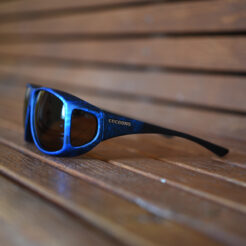 Blue fitover sunglasses with amber lenses