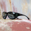 Large cat-eye fitover sunglasses with polarized silver mirror lenses