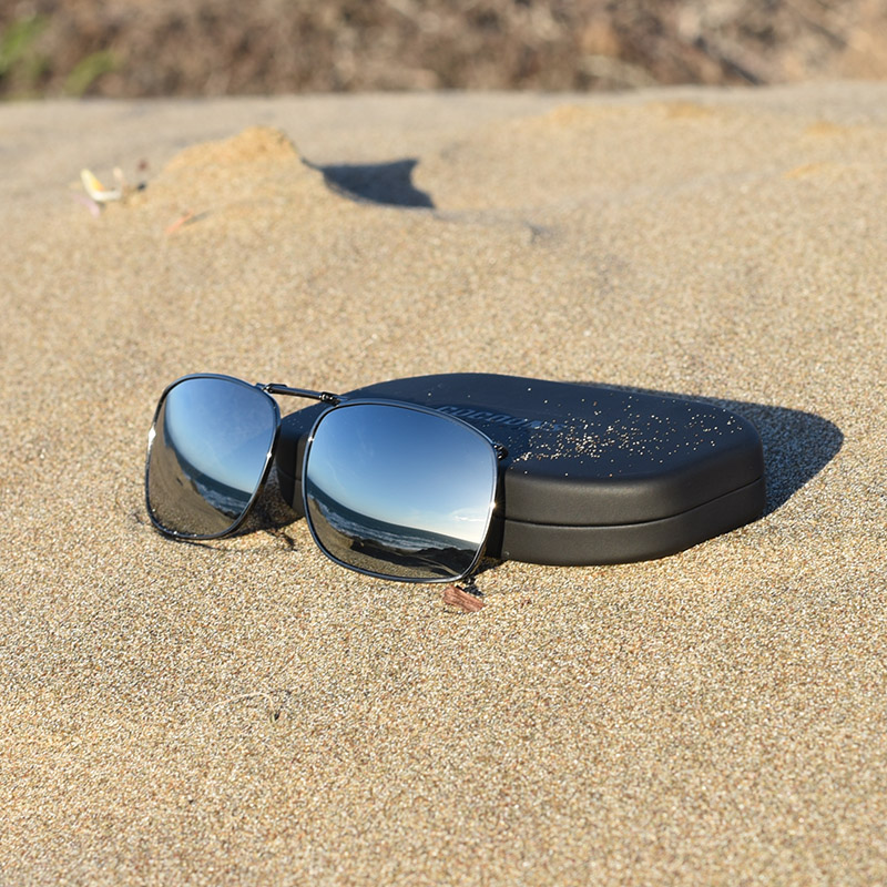 Clip-Ons REC1-56 Gunmetal Polarized Silver Mirror