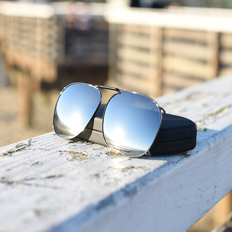 Clip-Ons SQR3-57 Gunmetal Polarized Silver Mirror