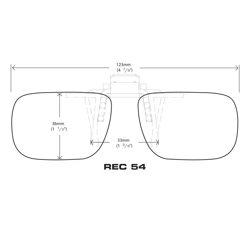 Flip-Ups Rectangle 54 Polarized Silver Mirror - Image 2