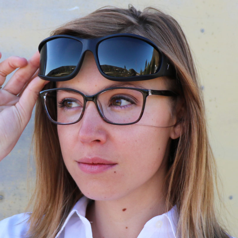 Vistana are the ideal sunglasses to wear over your eyeglasses. Featuring all the OveRx technologies of Cocoons with a full wrap frame, they are here featured in a matte black SoftTouch with gray lenses.
