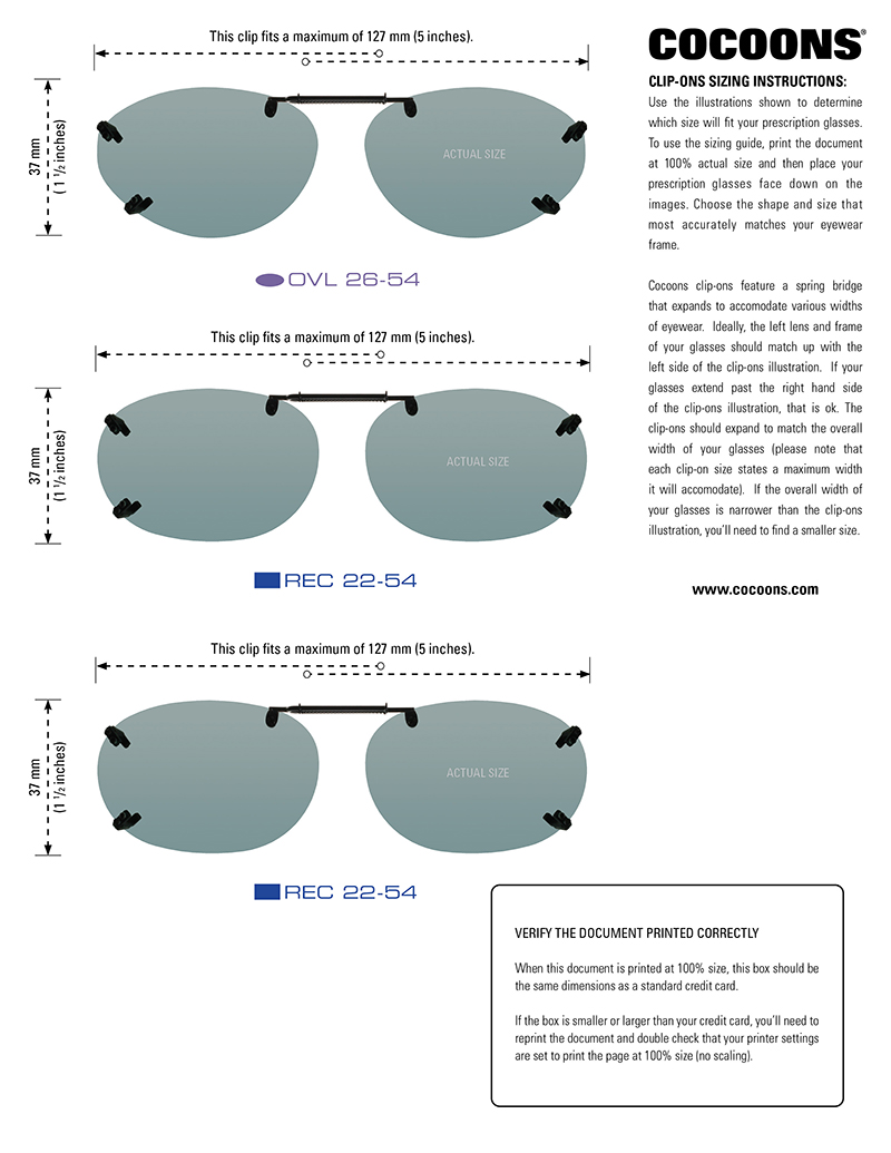 Link to Cocoons Sizing Guide for Rimless Clip-Ons